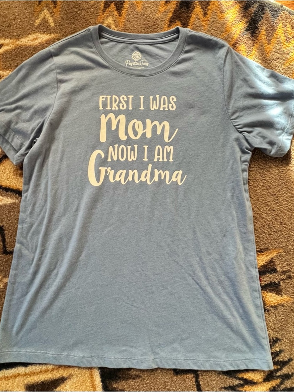 Blue size M,  "First I Was Mom Now I Am Grandma" Graphic Tee